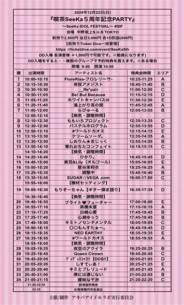 24brightfuture's tweet photo. 【12/22（日）タイムテーブル】

🎤16:40～16:55
📸17:00〜18:00

「日向光姫」「星咲花杏」2名体制のステージとなります

『喫茶SeeKa５周年記念PARTY』
～SeeKa IDOL FESTIVAL～ #SIF
※総勢30組以上出演

開場9:40/開演10:00
🎫前売2500円/当日3000円（1D別）
https://t.co/GnfJ10F39f https://t.co/TYaSzyH750