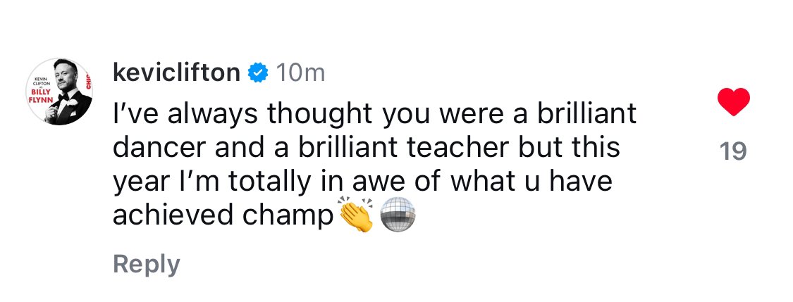 Kevin Clifton’s lovely message to Dianne 🥹❤️ From one champ to another ❤️