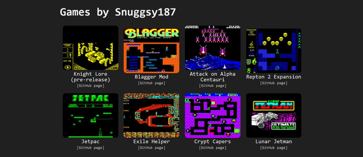 Now with 8 more awesome Acorn Electron games by <a href="/snuggsy187/">Snuggsy187</a>, also playable right in your browser (just click on the game's image)