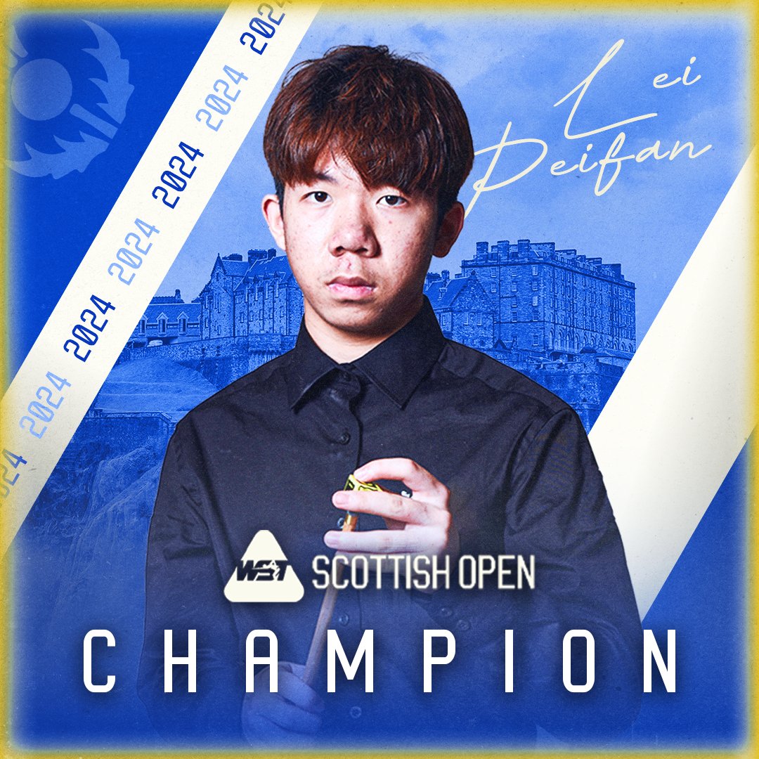 UNBELIEVABLE! 👏

World number 84, Lei Peifan, becomes the lowest ranked ranking event winner since 1993 after beating Wu Yize 9-5 in the BetVictor Scottish Open final! 🏴󠁧󠁢󠁳󠁣󠁴󠁿🏆

#ScottishOpen | #HomeNations