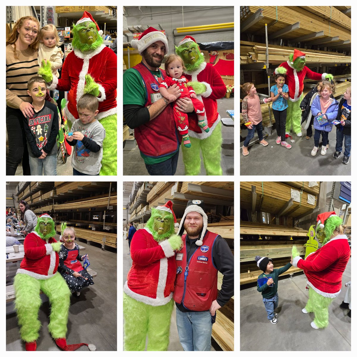 Store 2357, what an AMAZING day! Kid's Clinic, Santa, and the Grinch! Thanks to our families and associates.  Easily over 100! Please more kits for our store. Serving the future shoppers of Lowe's  <a href="/BlueBoxR1/">@BlueBoxR1</a>
