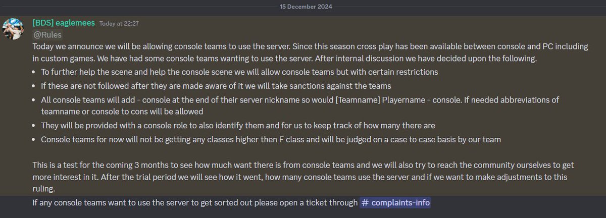 Today in RCS EMEA we announced we will be deploying a test by allowing console EU teams to use the server.
We will reach out to people within the community for help and try to get the word around in the community.
For more info check the image below