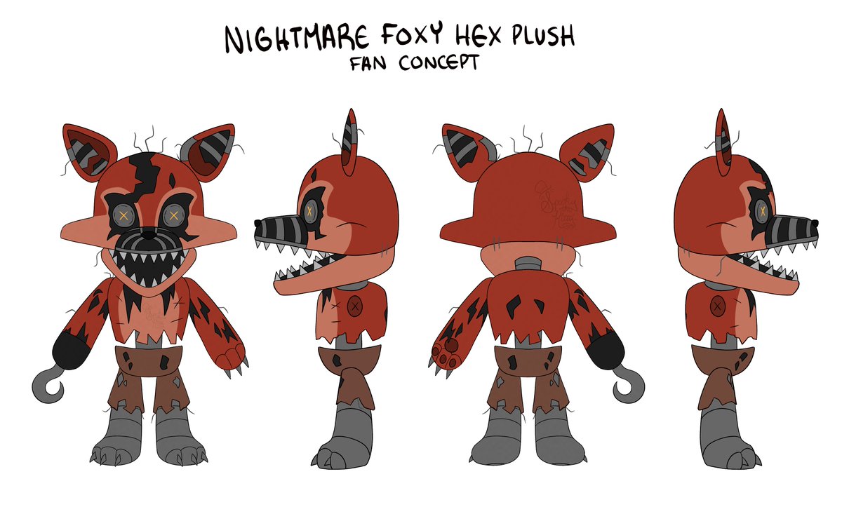 Nightmare Foxy @hexbrand card and plush fan concept #fnaf