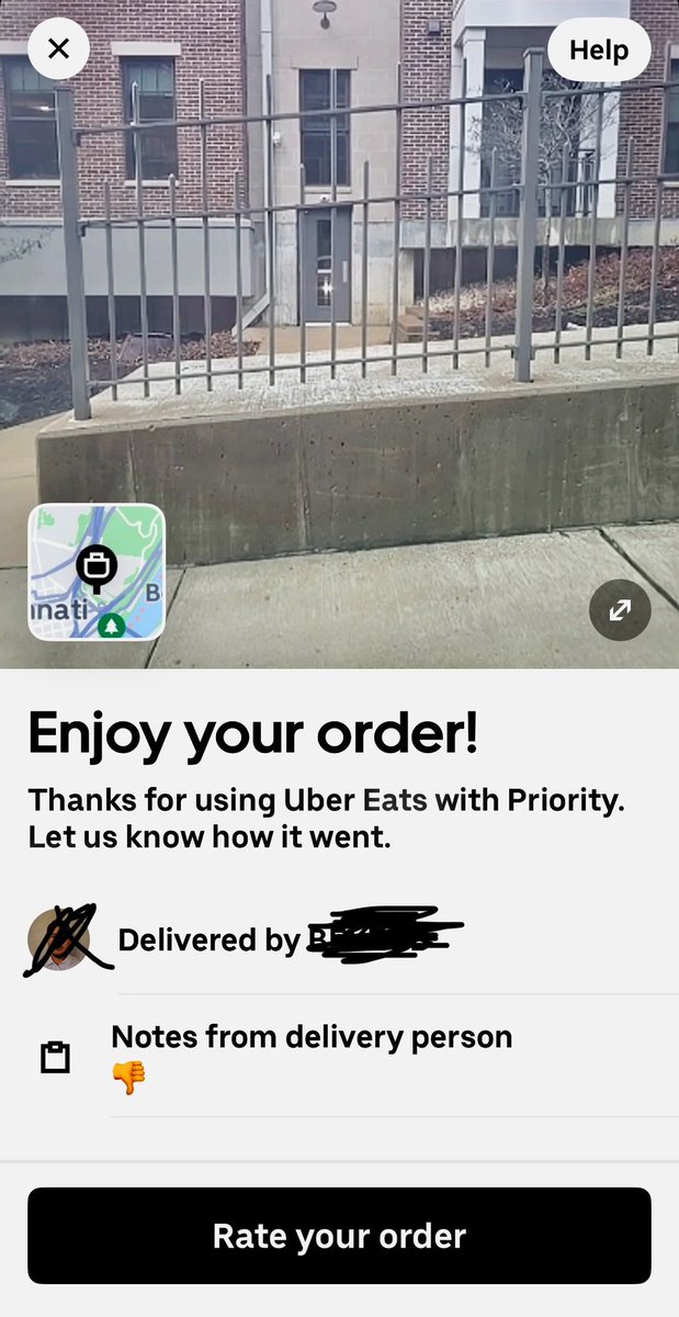 So many ?s about this… a. Why the 👎🏻 comment when he got a 20% tip? b. does that look like the front door to a building?! C. WHERE IS MY FOOD?!  of course when I contact <a href="/Postmates/">Postmates</a> their customer support is trash &amp; an automated message told me I’m not eligible for a refund 😆
