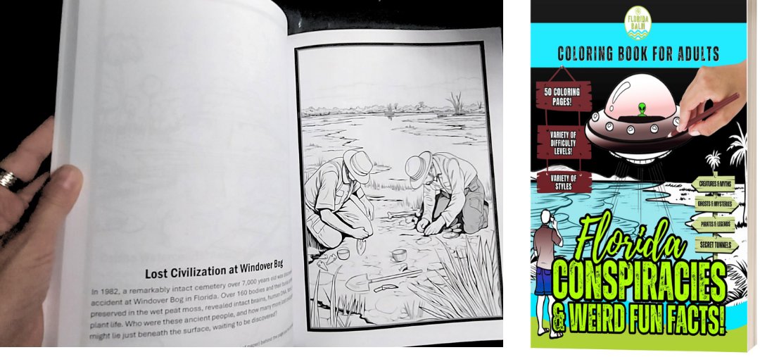 FloridaBalm's tweet photo. Love weird Florida history?

Check out our Florida Conspiracies and Weird Fun Facts Coloring Book for Adults on Amazon. It’s packed with fascinating tidbits like Windover Bog—and makes a great gift under $10!  Get it here 👉https://t.co/oEU2cWsAHH https://t.co/f5fPzQSggi