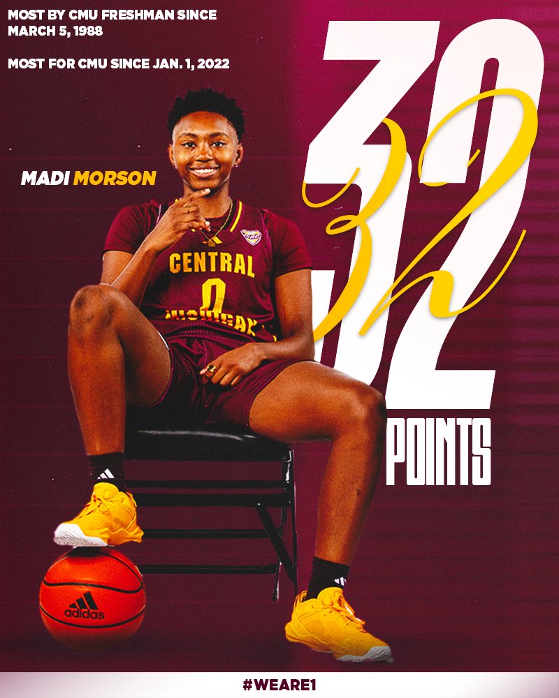 Welcome to HISTORY! An all-time performance today in Dayton!

Full story at CMUChippewas.com 💻

📰: bit.ly/4fkpLVe

#FireUpChips🔥⬆️🏀 | #WeAre1