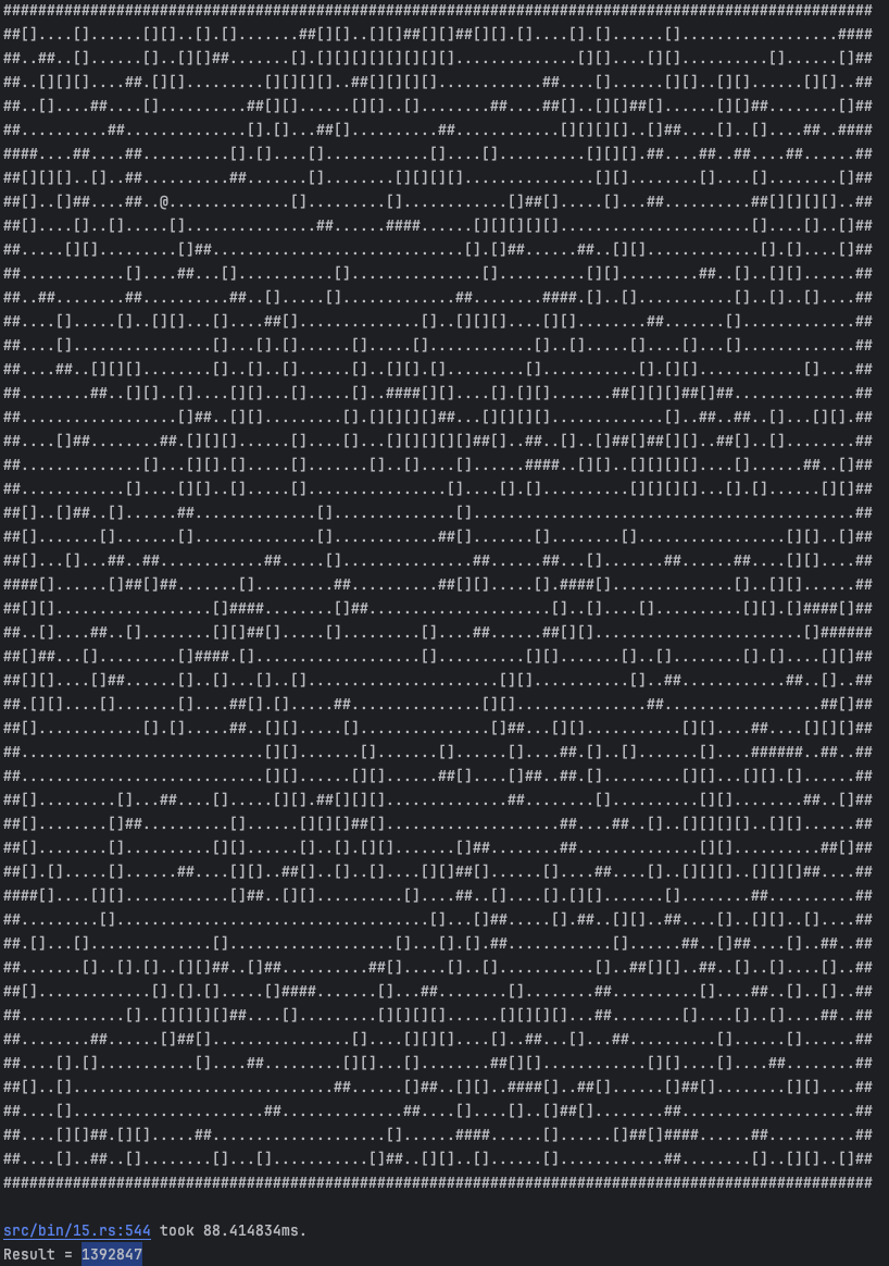 Zapix's tweet photo. I just completed "Warehouse Woes" - Day 15 - Advent of Code 2024 https://t.co/yxlZlMPrkB #AdventOfCode https://t.co/IGCu1ZIrvi
