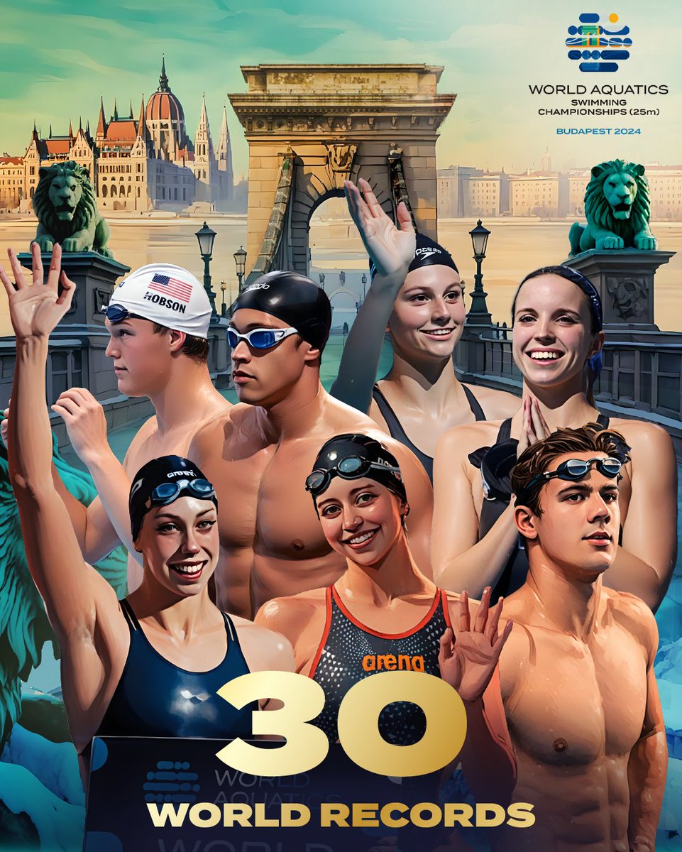 🤩 30 WORLD RECORDS in 6 days 🤩 #AQUABudapest2024 have been the World #Swimming Championships with the most world records broken in a single edition 🚀