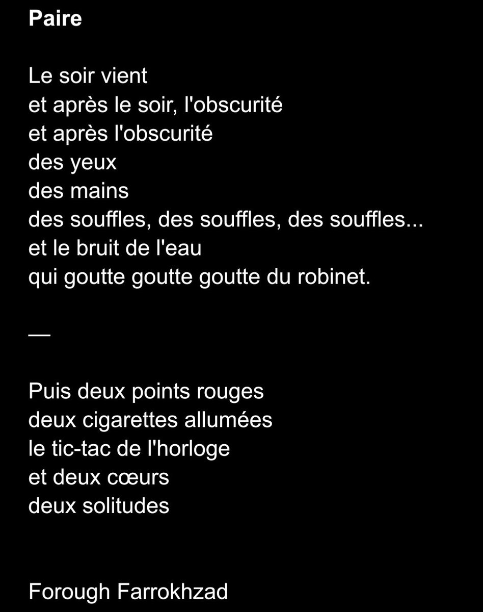 keyvansayar's tweet photo. Petite traduction ce soir d'un poème de Forough #Farrokhzad 👇 https://t.co/jZvpN7ZW8F