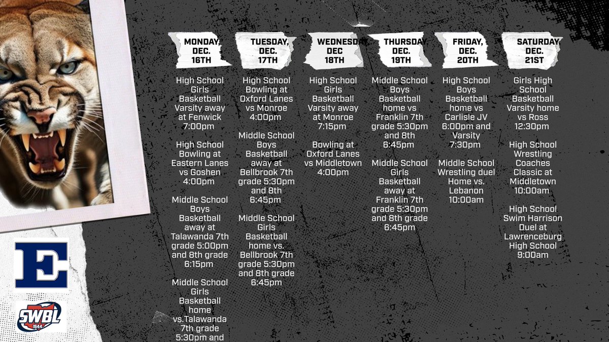 Edgewood Weekly Sporting Events. @swblsports @swosportsdaily @thereportohio @edgewoodathlet1 <a href="/edgewoodbands/">EdgewoodBandBoosters</a> #THEEDGE