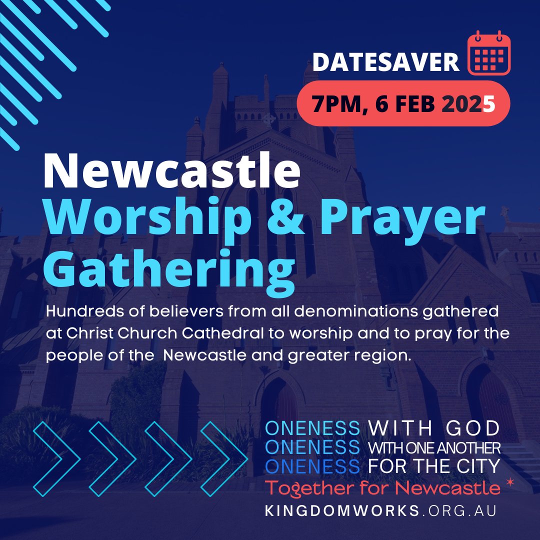 KWcityunity's tweet photo. Our city and region has a rich history of believers across the denominational spectrum gathering for times of worship and prayer. Mark Thursday Feb 6 in your calendars, 7pm at the Newcastle Cathedral for a combined church gathering. Invite your friends and bring your family! https://t.co/C90Bl4MJM8