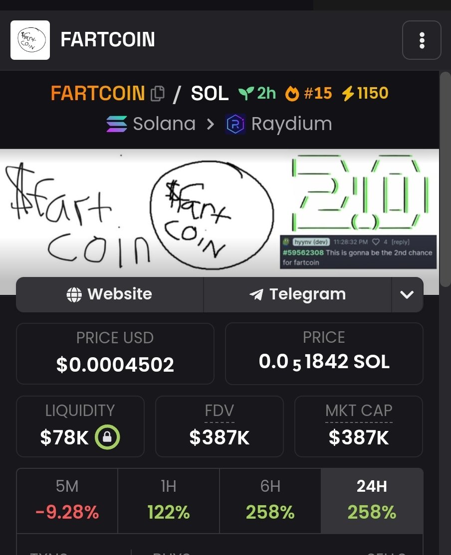 guccistunna's tweet photo. Amazing, once again same #fartcoin deployer just gave you a second chance with a retarded #fartcoin version 

https://t.co/UGDsDV0qeA https://t.co/fbNTij9rFN