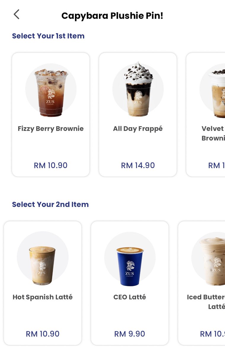 Beso jugak plushie pin capybara ni. Rugi kalau tak grab sebab free je.

Just kena beli satu drink dari Brownie Series + satu latté drink dari CEO/Spanish/Buttercreme/Green Tea Latté.

Tekan je kat Bundle Promo kat menu page dalam ZUS Apps tu. Nanti plushie pin akan auto ada