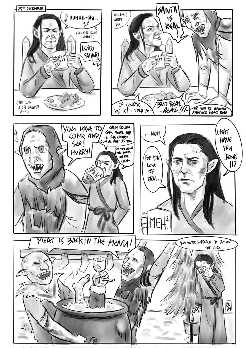 nekroticism's tweet photo. Quick silly christmas comic with your favorite uruks.
Sorry, I might have fever at this point 🤧🤒
#sillycomic #doodle #comic #trop #glûg #adar #uruks #merrychristmas #merryyule 🎄 https://t.co/km7cwUjKMC