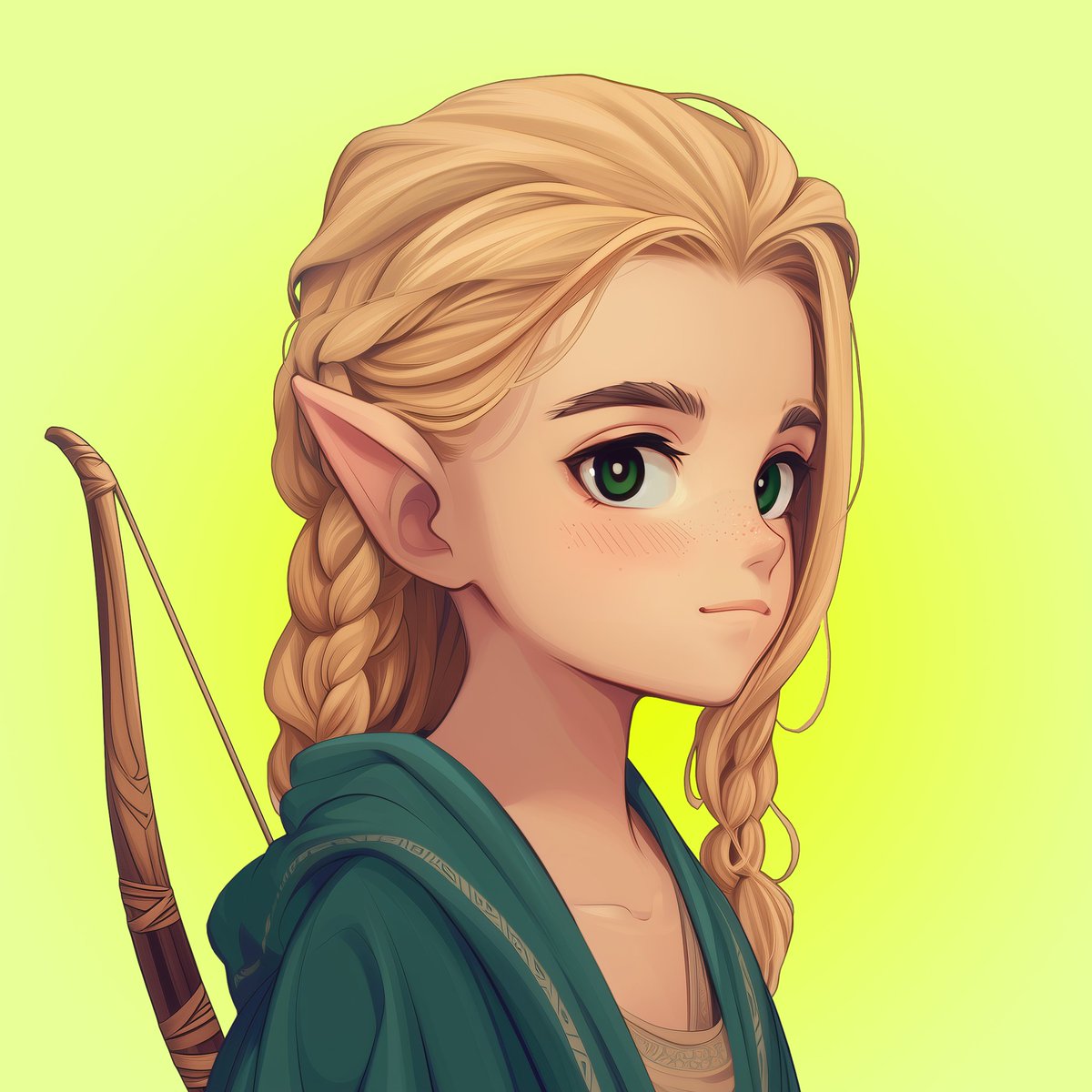 hellofrens_nft's tweet image. Amidst ancient whispers, an elven archer guards the forest&apos;s secrets. 🌿🏹
#HelloFrens 
#PFPCollection 
#ArtMeetsIdentity