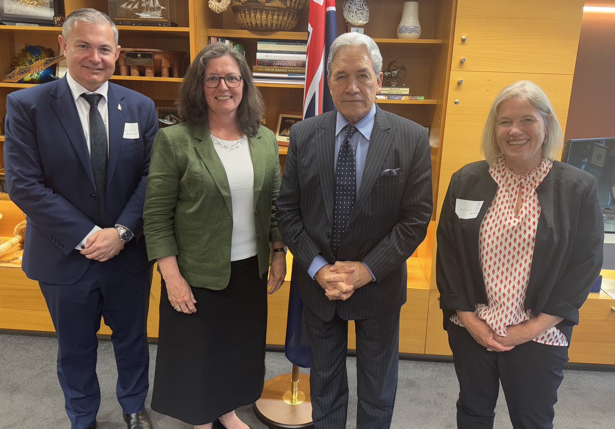 Winston Peters (@newzealandmfa) on Twitter photo The Minister farewelled Jonathan Curr, Mary Thurston & Joanna Anderson.
They’ll take up their roles in early 2025 as NZ’s High Commissioner to Solomon Islands, Consul-General to New Caledonia & French Polynesia (based in Nouméa) & Ambassador to ASEAN (based in Jakarta).
<a href="/MFATNZ/">New Zealand Ministry of Foreign Affairs & Trade</a> The Minister farewelled Jonathan Curr, Mary Thurston & Joanna Anderson.
They’ll take up their roles in early 2025 as NZ’s High Commissioner to Solomon Islands, Consul-General to New Caledonia & French Polynesia (based in Nouméa) & Ambassador to ASEAN (based in Jakarta).
<a href="/MFATNZ/">New Zealand Ministry of Foreign Affairs & Trade</a>
