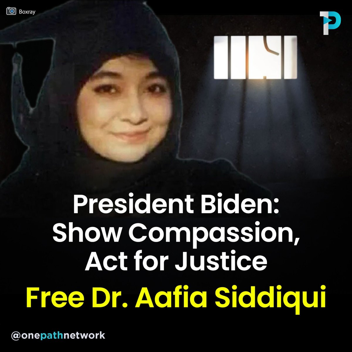 OnePathNetwork's tweet photo. Who is Dr Aafia Siddiqui, and how can we help her?

🔴 Dr Aafia Siddiqui, a PhD holder in Cognitive Neuroscience, has been in U.S. custody for nearly two decades, serving an 86-year prison sentence for an incident founded on false allegations.

🔴 Her case stands as a tragic legacy of the "War on Terror," a time fraught with injustices that still strain U.S. relations with the global Muslim community.
During her capture, her youngest child, Suleman, only six months old, was reportedly dropped on his head, resulting in his death.

🔴 Her daughter Maryam (3) was forcibly adopted, while her son Ahmad (6) was imprisoned.
Dr Aafia endured torture at the Bagram Air Force Base for 5 years.

🔴 Followed by solitary confinement for 14 years, where she was reportedly sexually abused and raped.
She has been deprived of adequate medical and psychological care.

🔴 She is serving an 86-year prison sentence.

Sign this petition to urge President Biden to grant clemency to Dr Aafia Siddiqui and allow her to reunite with her family.

https://t.co/0tLiAhpZoW

Source:
@Aafiamovement
#SaveAafiaNow