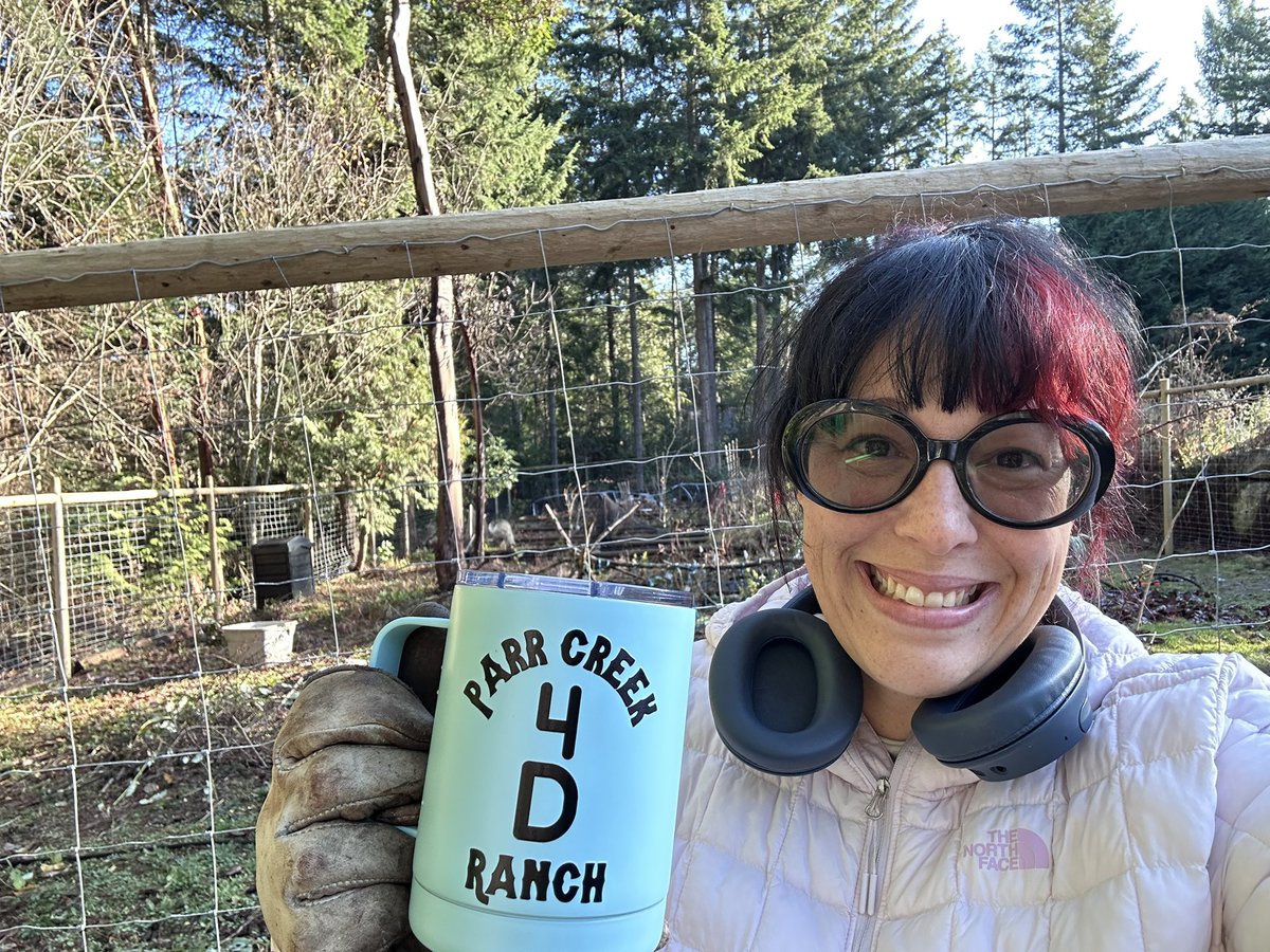 I’m the gal excited about getting a new fence for Christmas. If the deer get through this, I give up! Brilliant weather. Pulled so many weeds my fingers hurt this evening. Cheers to whatever season this is! #ecology #farmlife