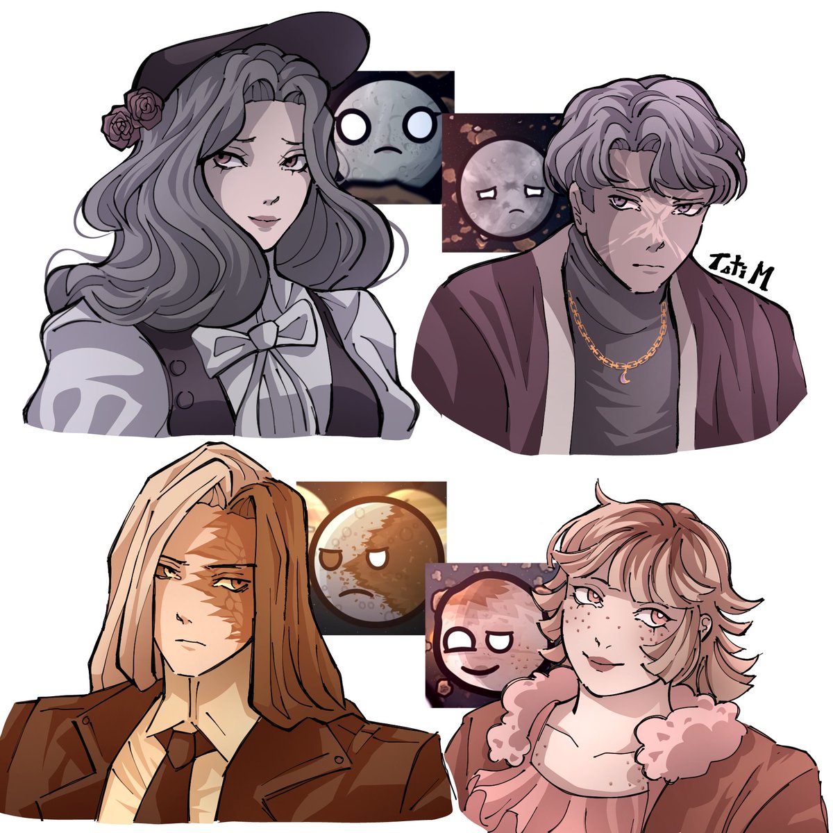 TotiMori_'s tweet image. Más diseños de lunas 😼 (solo Oberon tiene cosas del diseño de @ItzmeztliSm ) #solarballs #solarballsfanart #lunas