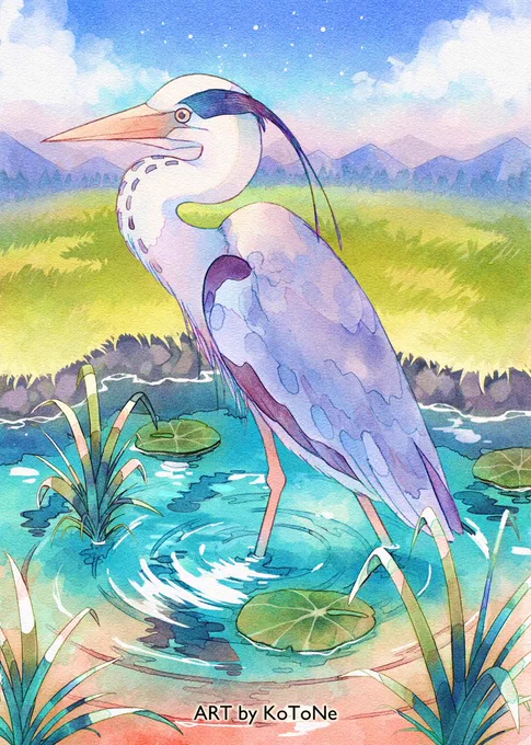 オリジナルで伸びたのは青鷺のイラストでした! #今年も残りわずかなので今年一番伸びた絵を貼る 