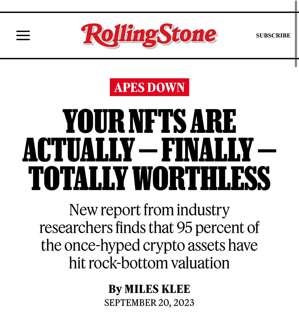 MoeZahria's tweet photo. At the time this was published, Pudgy Penguins floor was 4.6ETH…

Now it’s 34ETH. @RollingStone https://t.co/gU6jjkxOgf