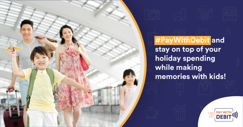 PayWithDebit's tweet photo. Planning a school holiday escape with the kids? ๐ด #PayWithDebit for an easy way to manage and track your travel expenses! #TapCheckGo ๐ณ