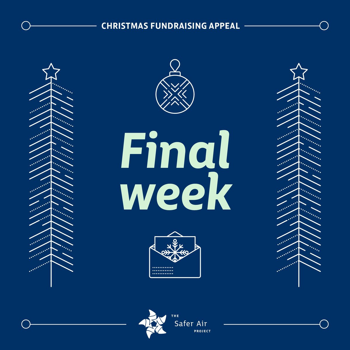 SaferAirProject's tweet image. ⏳ It’s the last week of our Christmas fundraising appeal – only a few days left to give the gift of safer air this Christmas! Your donation can help us create more inclusive indoor spaces for people who have high-risk conditions like cancer, cystic fibrosis and auto-immune…
