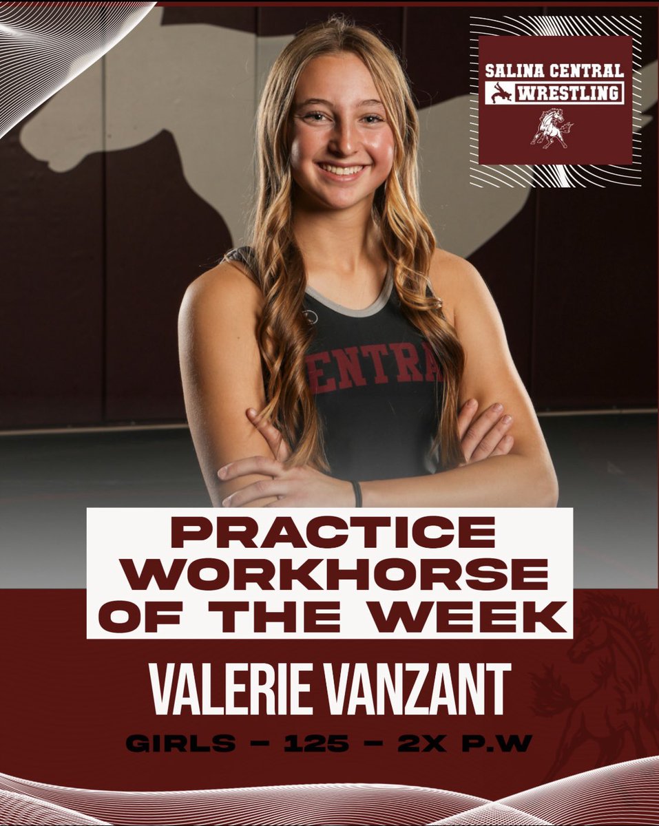 Each week of competition, our Salina Central wrestling program has two recognitions. Here they are for this week! 

Boys: 
Wrestler of the Week: Abe Perez
Practice Workhorse: Juliean Espada

Girls: 
Wrestler of the Week: Abbie Slothower
Practice Workhorse: Valerie VanZant, REPEAT