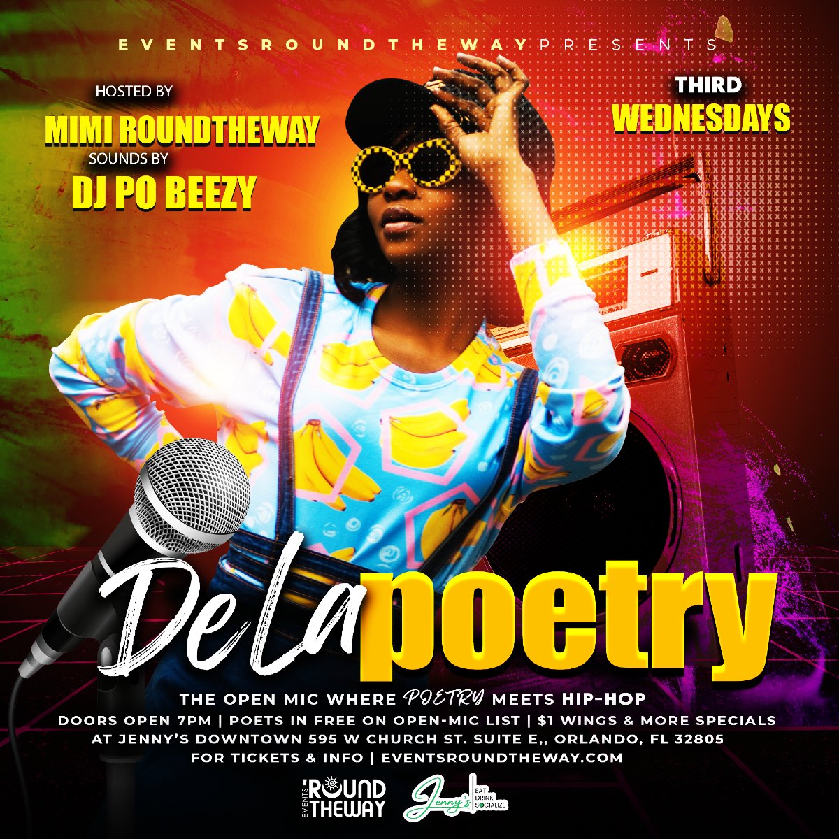 eventsrtw's tweet photo. NEW Time? 7p-11p ⏰ 🎨 Vibe? Open Mic Poetry HipHop and R&amp;B 🎶 When? 3rd Wednesdays 🗓️ Entry Fee?! Poets in FREE on open mic list 🤑 Gen Admission $10 online! Don’t miss #DeLaPoetry Open Mic —get your tix 🎟️ today! https://t.co/GCdoc0kVIx 🖋️🎤 https://t.co/hEurzarid4