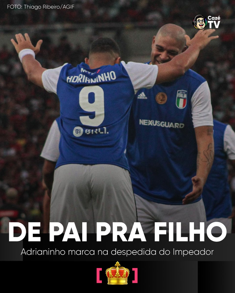 CazeTVOficial's tweet photo. MOMENTAÇO! 🥹 O 1° gol da despedida do Adriano sendo marcado pelo FILHO DELE é ABSOLUTE CINEMA, tá? 🎞️👑 Vem aí um 9 de respeito? 👀
#AdrianoImperador #Didico https://t.co/7dwj44WYPy