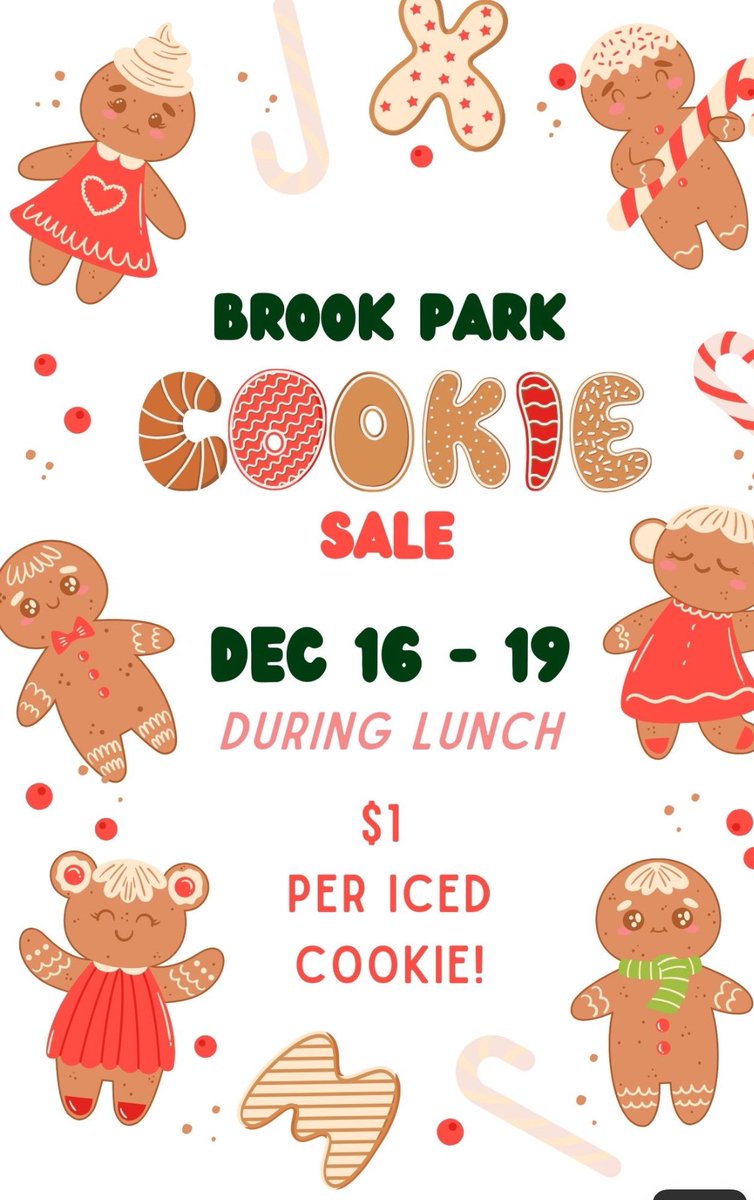 🎄Holiday Cookie Sale During Lunch! 🎄🍪

Get into the holiday spirit with some yummy cookies during lunch!

Don’t miss out—grab a sweet treat and spread the cheer!  

#HolidayCookies #SupportOurSchool #SweetSeason