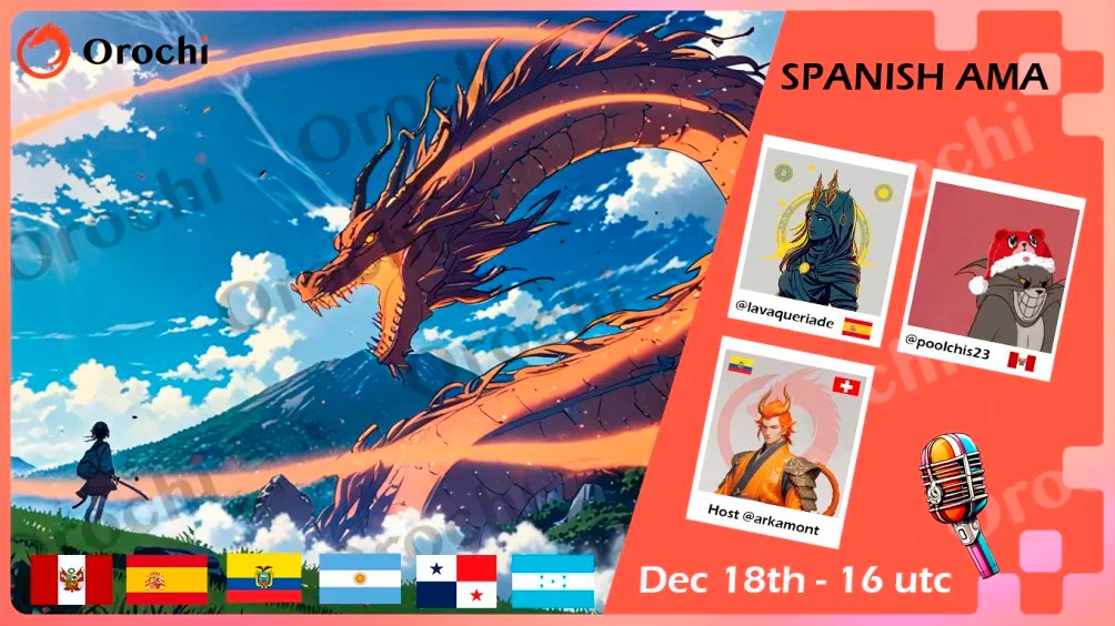 lavaqueriade's tweet photo. SPANISH AMA!!!

Gracias @OrochiNetwork por la oportunidad a la comunidad hispana.  El próximo miércoles 18/12/24 a las 16:00 utc tendremos la oportunidad de conocer y hablar sobre este mágnifico proyecto!! https://t.co/g6TrHEU73U