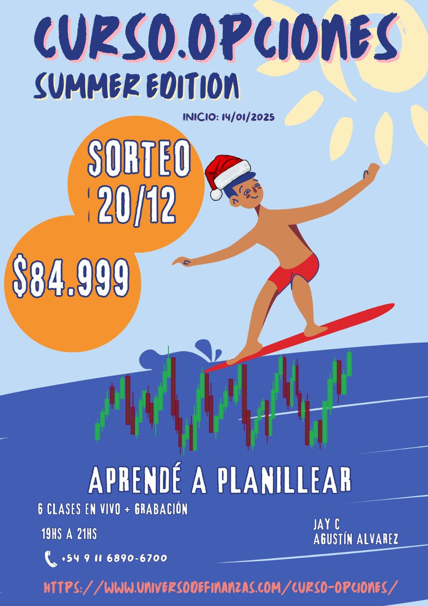 Bueno. Después de que me mandaran varios mensajes por planillas del viernes...
SALIMOS CON  CURSO.OPCIONES SUMMER EDITION.
PARA PARTICIPAR DEL SORTEO FAV Y RT A ESTE TWIT ! 
Info e inscripciones:
universodefinanzas.com/curso-opciones/
Los esperamos con @agusalvarez711