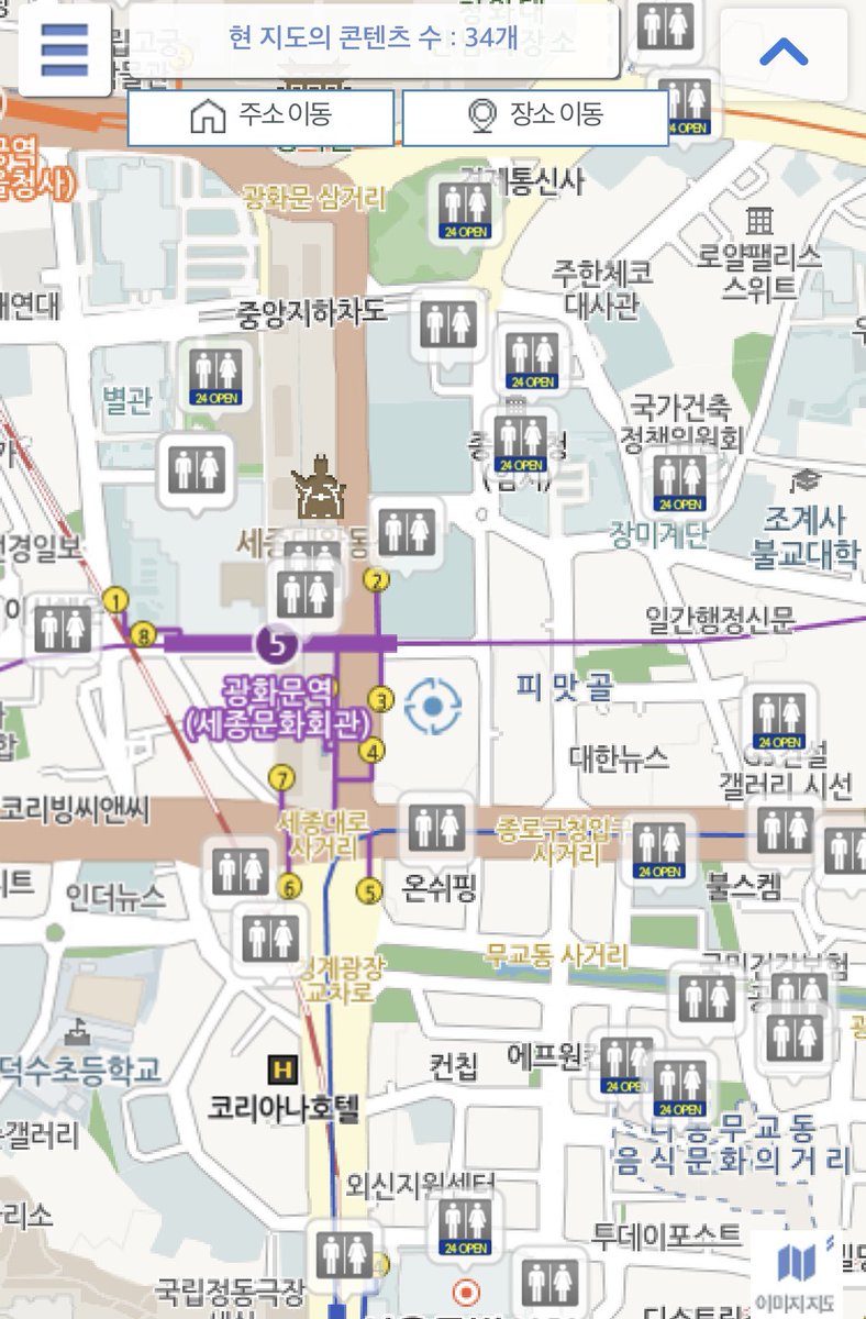 오늘부터 벌어질 광화문 앞 집회 오기 전에 미리 챙기세요~! 광화문광장 주변 공중/개방화장실 지도입니다!
map.seoul.go.kr/smgis2/short/6…