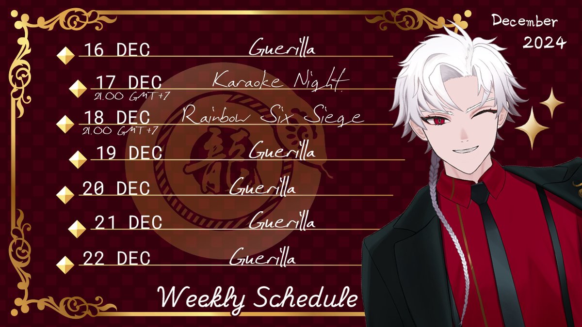 Minoguchi_R's tweet photo. Schedules! 16 Dec - 22 Dec
(It's almost the end of the year wtf)

General - #JustRomulus
Update - #WhatsGuchi
Stream - #Romulive
Meme - #Minomeme
Highlights - #Rollmulus
Mature - #Minomulus
Fanart - #Snekart / #RomguchiART
Music/Cover - #MiSing
Fan name - #Snekkers https://t.co/c7d19s8B0l