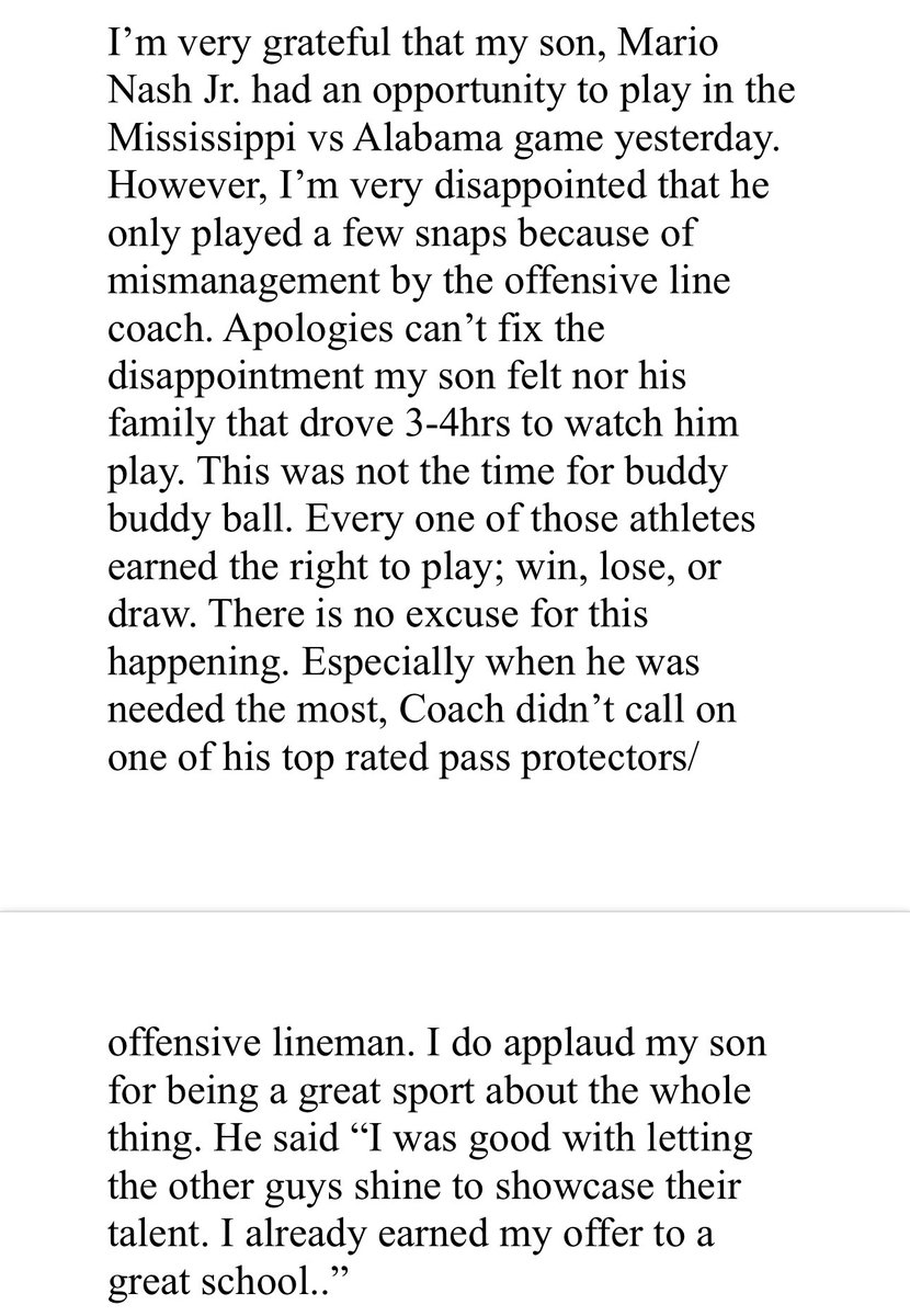 Coach Mario Nash Sr (@marionashsr) on Twitter photo . <a href="/misshsaa/">MISSHSAA</a> <a href="/MacCorleone74/">Rion (Ree-un) Young</a> <a href="/MACoaches/">Mississippi Association of Coaches</a> <a href="/warren_rowan/">Warren Rowan</a> <a href="/LawrencHopkins/">Lawrence Hopkins</a> <a href="/bshields0244/">Brandon Shields</a>
This is for any kid/ parent that spent time practicing/ driving and didn’t play. We must do better. No excuse. . <a href="/misshsaa/">MISSHSAA</a> <a href="/MacCorleone74/">Rion (Ree-un) Young</a> <a href="/MACoaches/">Mississippi Association of Coaches</a> <a href="/warren_rowan/">Warren Rowan</a> <a href="/LawrencHopkins/">Lawrence Hopkins</a> <a href="/bshields0244/">Brandon Shields</a>
This is for any kid/ parent that spent time practicing/ driving and didn’t play. We must do better. No excuse.