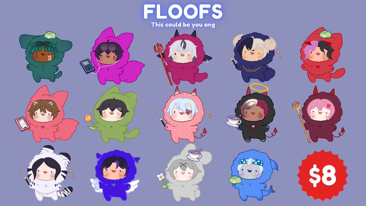 godofpumpkin's tweet photo. I AM OPENING MY FLOOF SLOTS AGAIN!

 Next month I am going on a little birthday trip and wanna save some moola so I can eat some yummy food :3. I deliver 1-2 weeks MAX in order of queue! https://t.co/bkJfiXmDpe