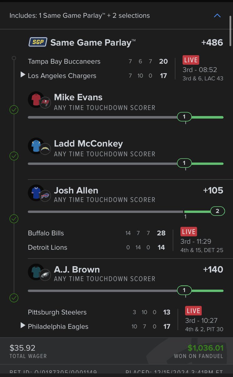 CASH THAT✅🔥

Mike Evans was the last leg no one I’d rather have as the last leg