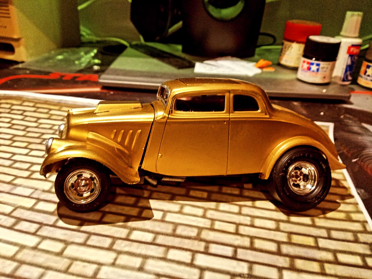 AMT '33 Willys Gasser now about 70% complete. Engine and interior fitted and finished, most of the body assembled. Chassis next.