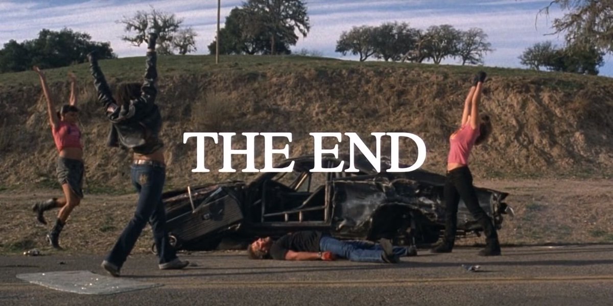 TracedThurman's tweet image. I'm not one of those people who consider #DeathProof to be Tarantino's worst film. I mean, how could *any* movie with this final shot be considered the worst of anything?