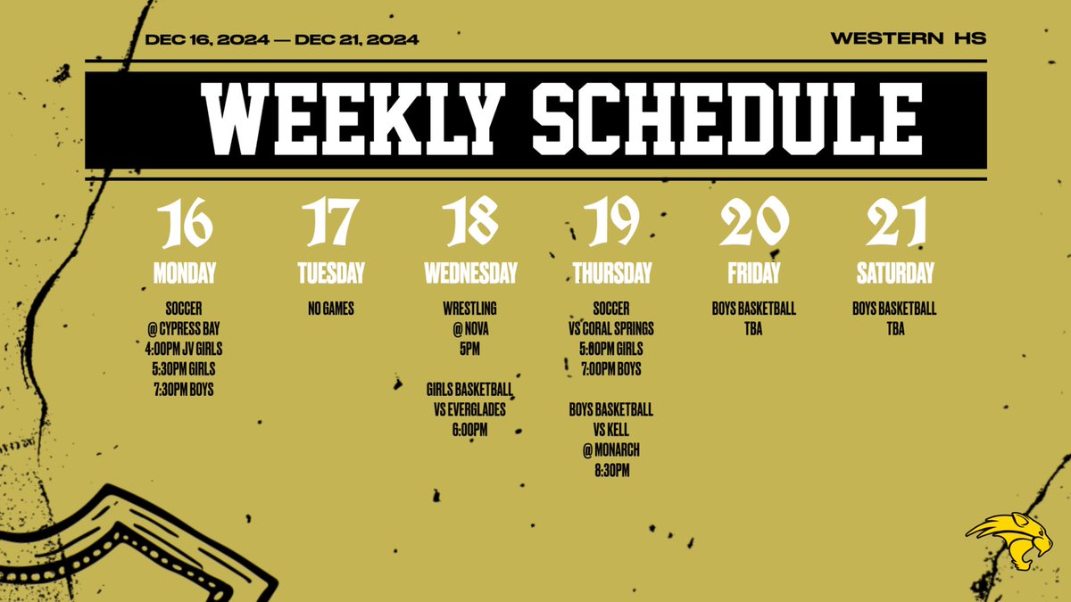 Weekly Wildcats Athletics Schedule
