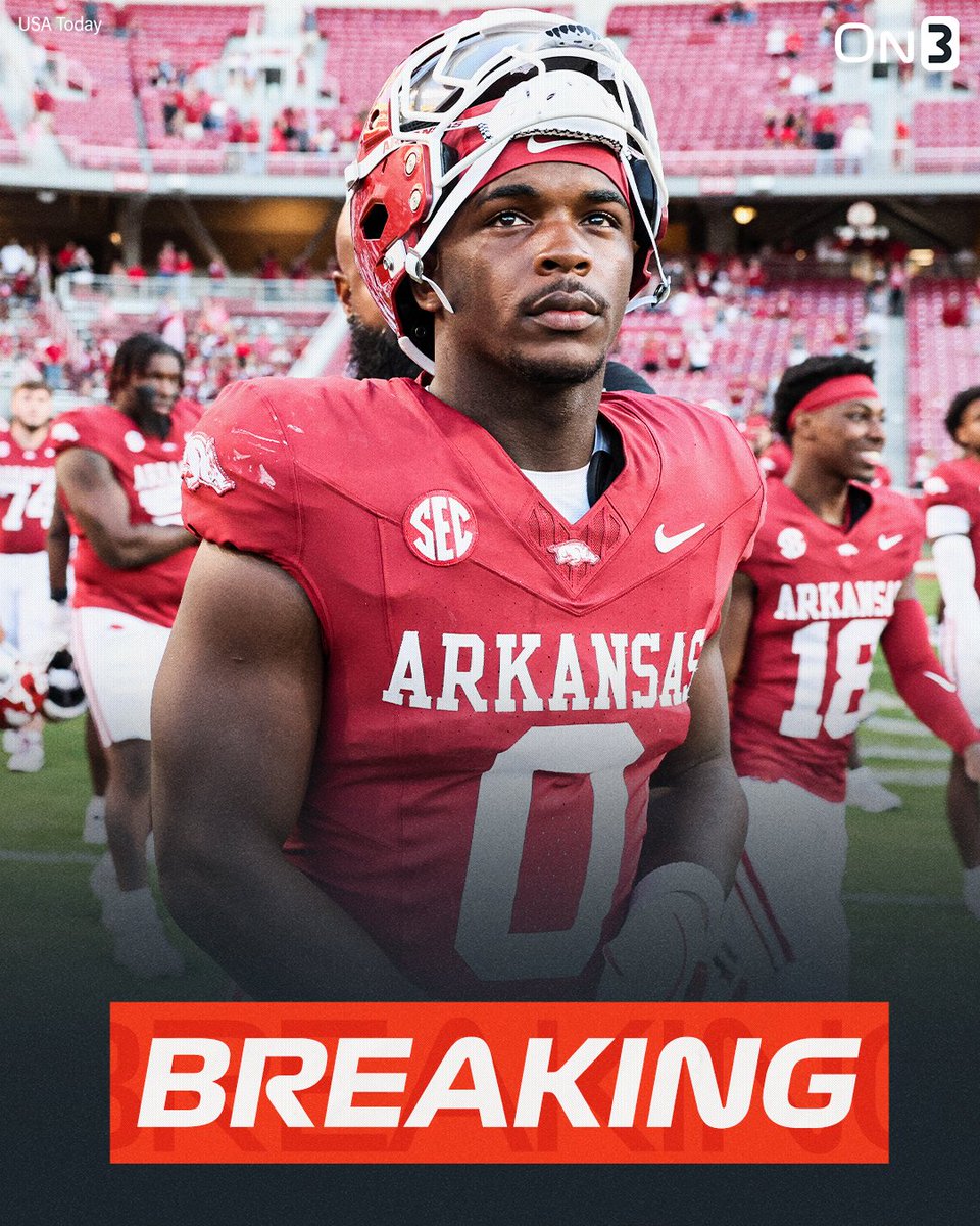 On3's tweet image. NEWS: Arkansas true freshman RB Braylen Russell has announced his plans to re-enter the NCAA Transfer Portal. 

Russell originally entered on Tuesday and withdrew later that day, but now plans to go back👀

on3.com/news/arkansas-…