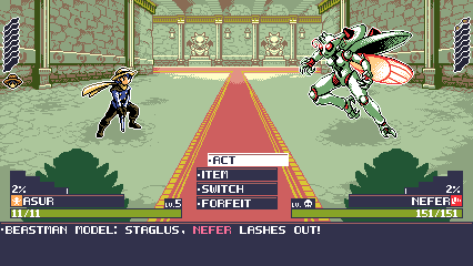 Attack the castles of the Four Heavenly Kings! In MONSTER CROWN: SIN EATER, you'll be waging a one-man war against fate against the worst Taishakuten's Holy Order can throw at you -- Not monster, not man, but something else entirely!