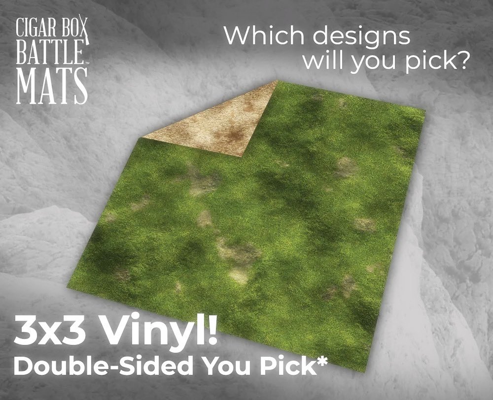 CigarBoxBattle's tweet photo. 3x3 double sided vinyl mats on sale! #dungeonsanddragons #cigarboxbattlemats #WarhammerCommunity #dnd #mordheim #trenchcrusade #battlemat https://t.co/h7b7FJ8Pa6