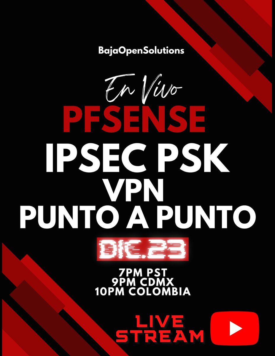 pheriko2's tweet image. Vamonos en vivo con #pfsense #ipsec #netgate ...
