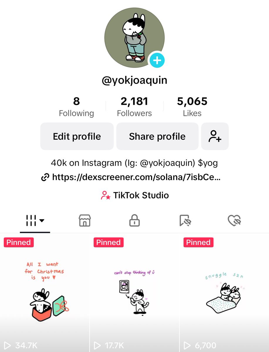 yok_joaquin's tweet photo. Our Tiktok has crossed 2,000 followers! 🎉 Thank you for the continuous support.

One good crypto guy told me that my difference to other art coins is that they already have a massive following from people outside crypto before they launched a meme coin. 

Meanwhile I started this tiktok at 100 followers and built my audience around people in and outside crypto. 

7 days later, it is already at 2,000 followers. A lot of my crypto friends who are also advising me told me to keep this grind and soon people will see the potential that my $yog has in terms of being an art icon in solana memes. 

Higheeeeeer! (Did I say it right?)
