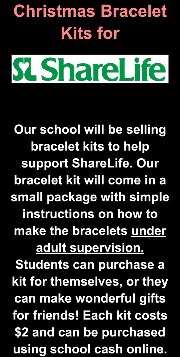 Our Christmas bracelet kits for ShareLife are still on sale for only $2 each! Available through cash on line!! #vaniervikings
