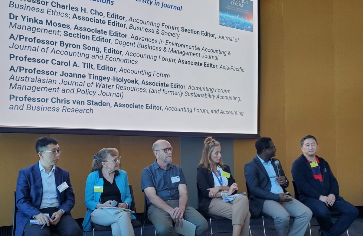 Tilt0001's tweet photo. The Editors of Accounting Forum, Professors Carol Tilt, Charles H. Cho, Byron Song and Lisa  Baudot would like to thank all the participants of the Inaugural Accounting Forum #Conference for helping to make it a #successful event. 
@TandF_AccForum 
@UniSA_CMVI https://t.co/ZgqdTeponI
