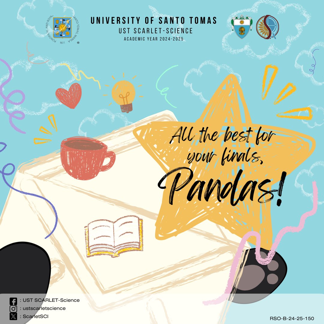ScarletSCI's tweet photo. 🌟 Good luck to everyone facing the final exams📃! Remember, you've put in the hard work—now it's time to shine💫! You got this Pandas🐼! 📚✨加油 !

✍️Caption by: Giovanni Ngo Jr.
🎨Pubmat by: Riah Louise Macalalad https://t.co/OrHXutx1H2