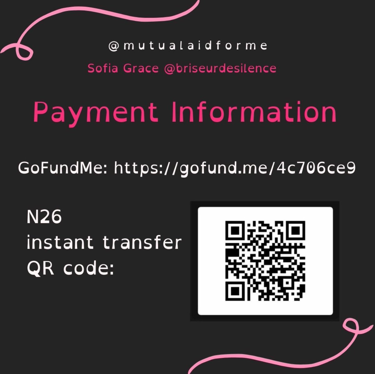 Urgent Mutual Aid request for <a href="/newtsofia/">Sofia Newton</a> 

They need funds and help with housing in Berlin.

Donate via GFM or N26 (see the images) 
gofundme.com/f/sofia-needs-…

Contact us on our Instagram instagram.com/mutualaidforme…

#MECFS #pwME #myalgicencephalomyelitis #disability